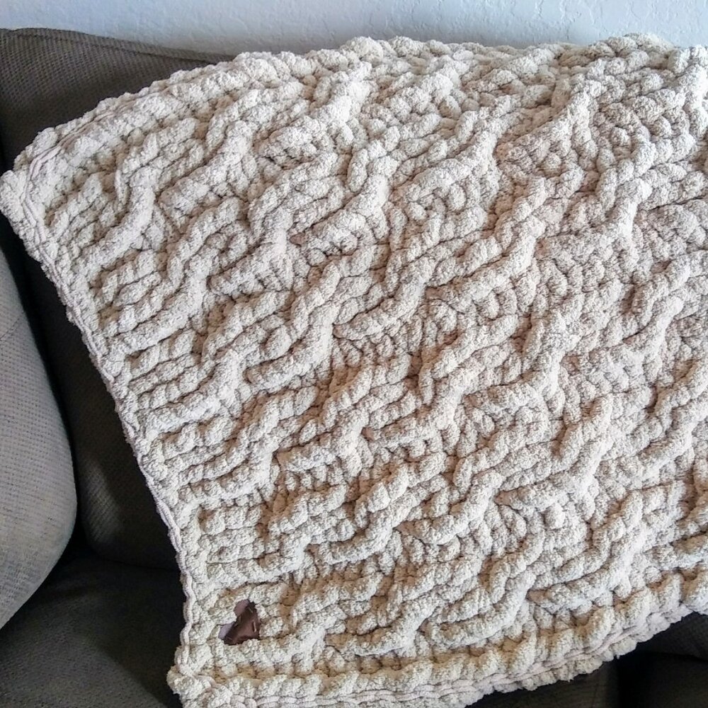 Homemade Chenille Baby Blanket NEW